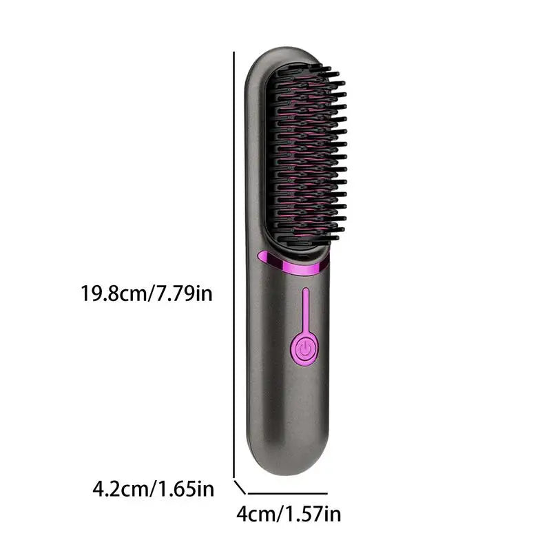 Hair Straightener Brush Fast Heating Cordless Curling Comb for Travel Portable Anti-Frizz Styling Straightener for Salon Home