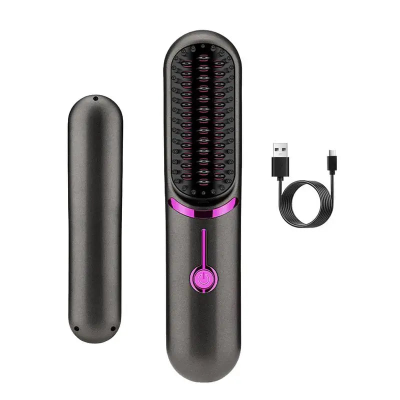 Hair Straightener Brush Fast Heating Cordless Curling Comb for Travel Portable Anti-Frizz Styling Straightener for Salon Home
