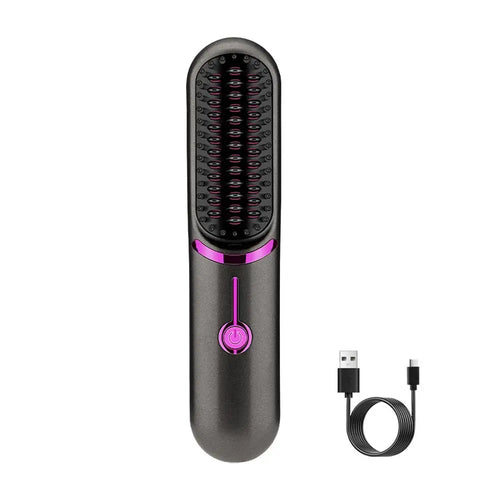 Hair Straightener Brush Fast Heating Cordless Curling Comb for Travel Portable Anti-Frizz Styling Straightener for Salon Home